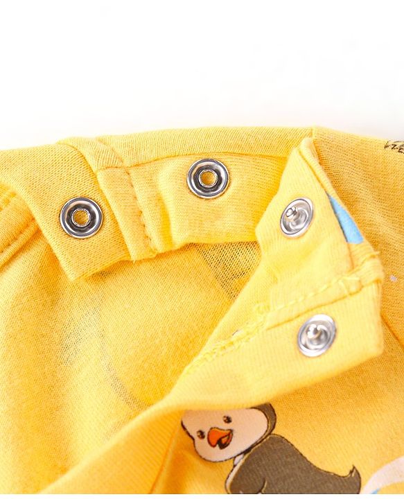 Babyhug Cotton Knit Full Sleeves Night Suit with Penguin Print - Yellow