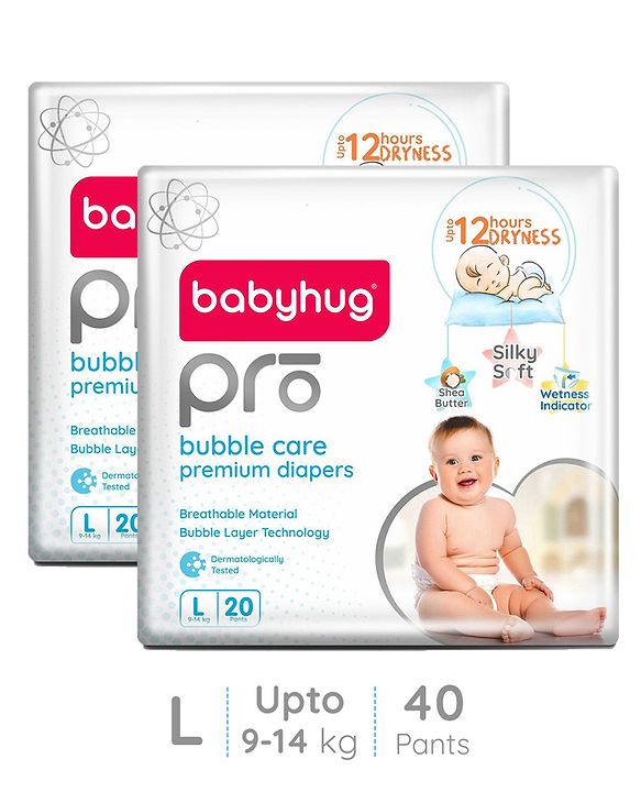 Babyhug Pro Bubble Care Premium Pant Style Diaper Large Size - Pack of 20 Pieces