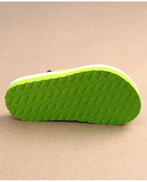 Cute Walk by Babyhug Bear & Text Print Flip Flops   With Back Strap - Green