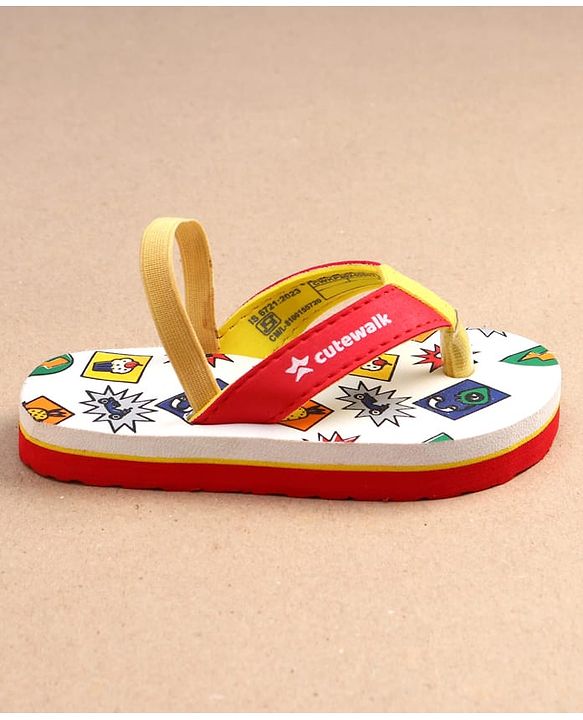 Cute Walk by Babyhug Cupcake Print Flip Flops With Back Strap -White