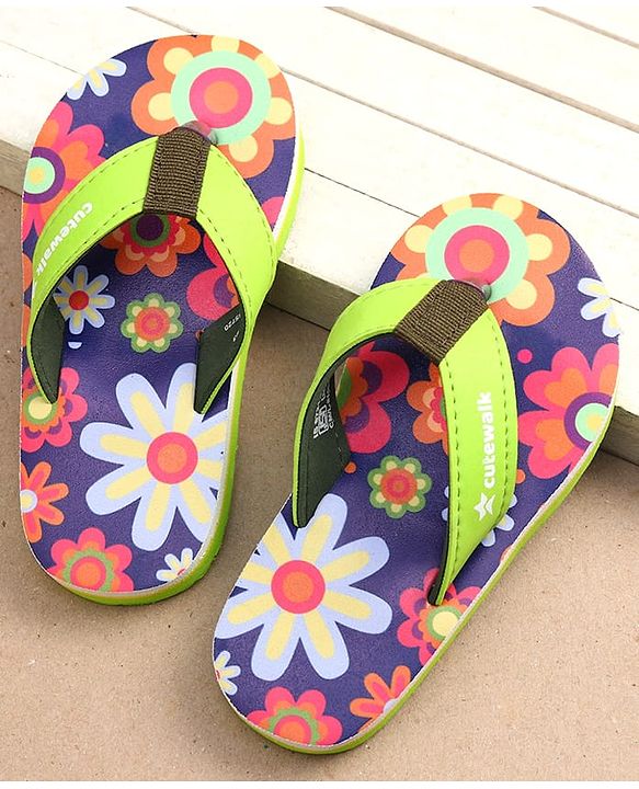 Cute Walk by Babyhug Floral Slip-on Flip Flops - Blue