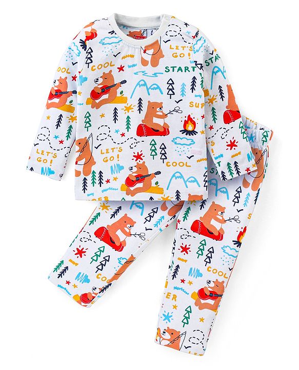 Babyhug Knit Full Sleeves Solid 3 Piece Party Suit With Bow - Peach & White main image 0