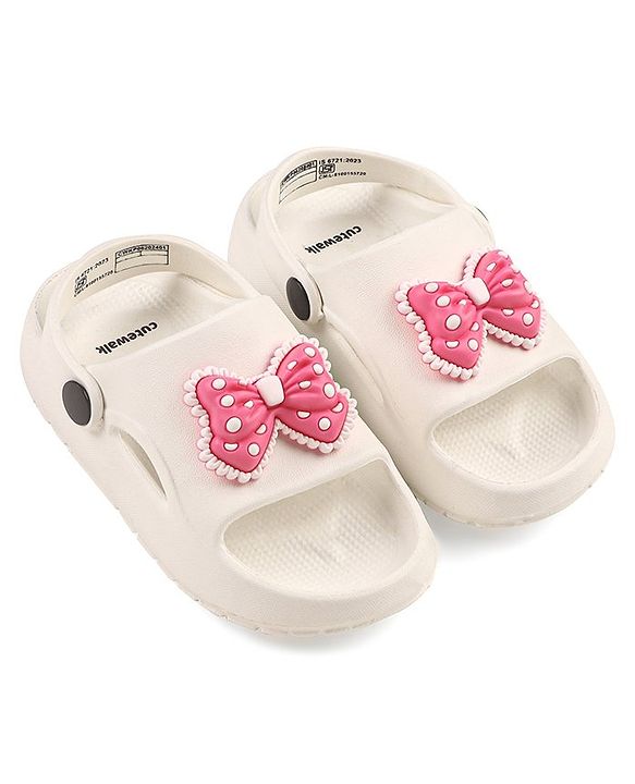 Cute Walk by Babyhug Clogs With Bow Applique - White