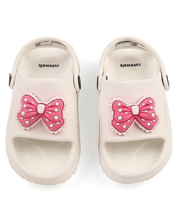 Cute Walk by Babyhug Clogs With Bow Applique - White