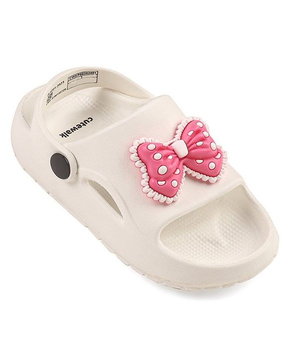 Cute Walk by Babyhug Clogs With Bow Applique - White