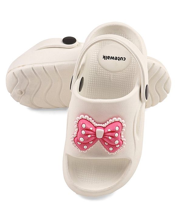 Cute Walk by Babyhug Clogs With Bow Applique - White