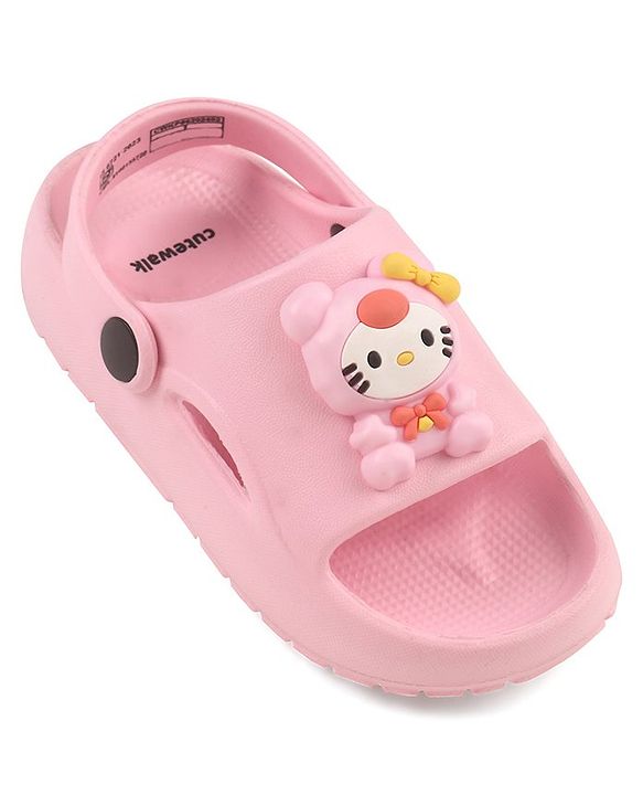 Cute Walk by Babyhug Clogs With Kitty Applique - Pink
