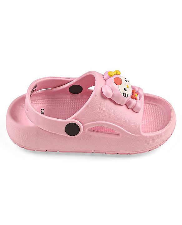 Cute Walk by Babyhug Clogs With Kitty Applique - Pink