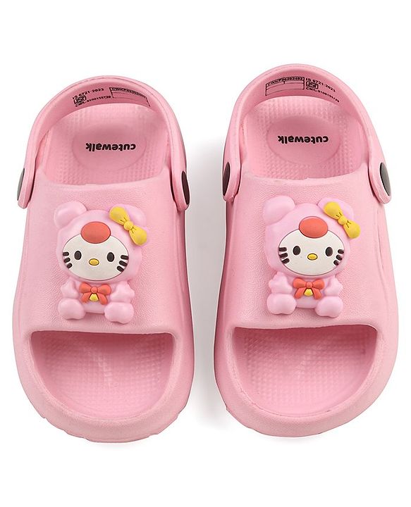 Cute Walk by Babyhug Clogs With Kitty Applique - Pink
