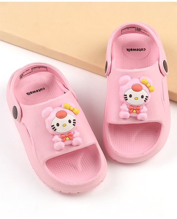 Cute Walk by Babyhug Clogs With Kitty Applique - Pink
