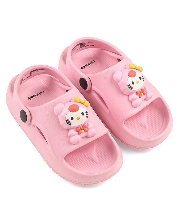 Cute Walk by Babyhug Clogs With Kitty Applique - Pink