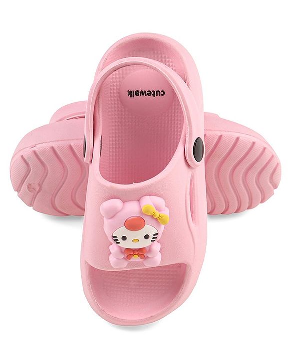 Cute Walk by Babyhug Clogs With Kitty Applique - Pink