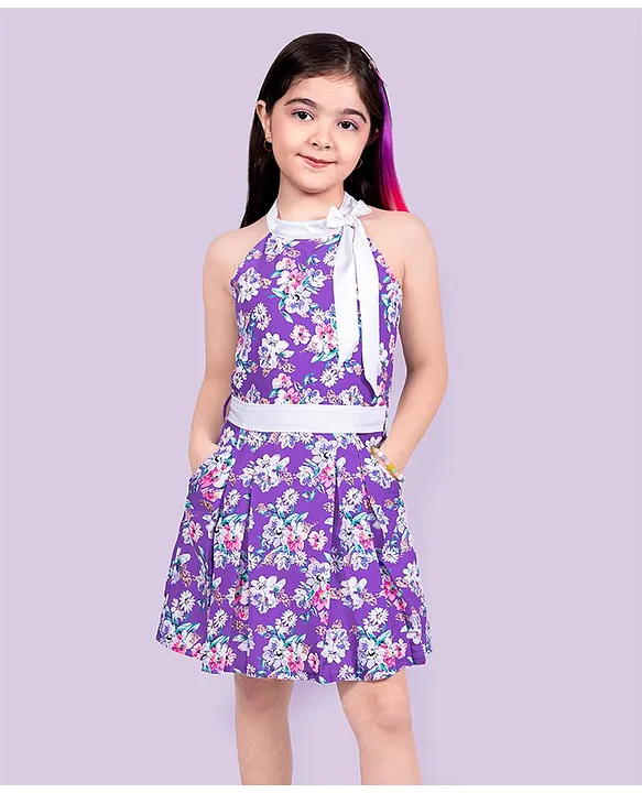 Buy Naughty Ninos Sleeveless Floral Printed Flared Dress Purple for Girls 11 12Years Online in India Shop at FirstCry 18703014