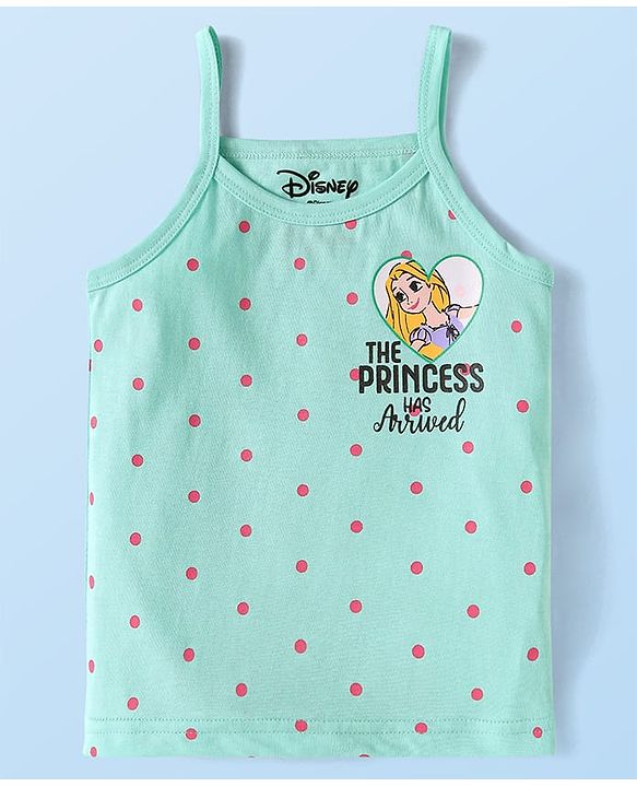 Babyhug Disney Cotton Lycra Knit Singlet Sleeves Slips with Disney Princess Graphic  Pack Of 3 - White Pink Light Blue