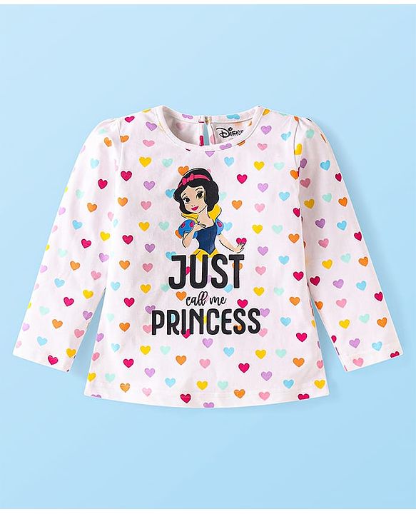 Babyhug Disney Single Jersey Knit Full Sleeves Tops with Disney Princes Graphics Pack of 3 - Pink Light Green & White