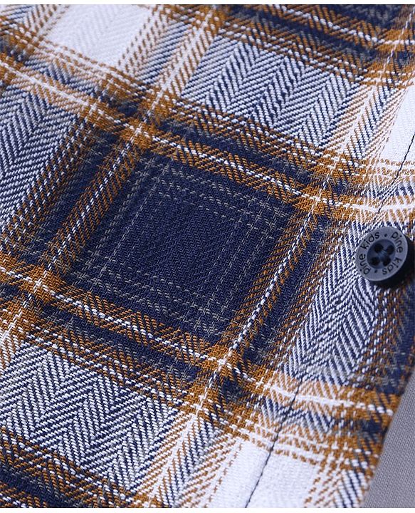 Pine Kids Cotton Woven Full Sleeves  Checkered Shirt with Inner Tee Text Print - Navy & White