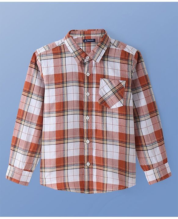 Pine Kids Cotton Woven Full Sleeves Checkered Shirt With Printed T-Shirt - White