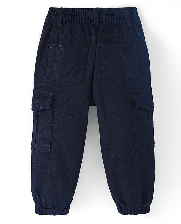 Babyhug Twill Lycra Full Length Solid Color Joggers - Black