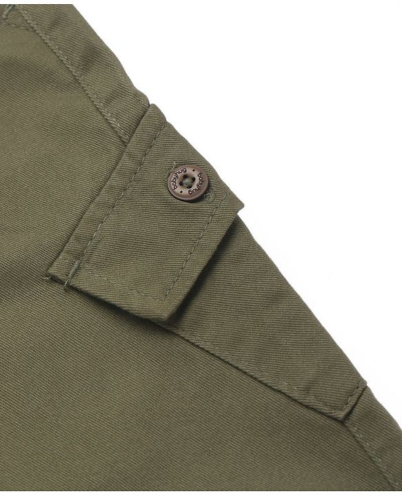 Babyhug Twill Lycra Full Length Solid Color Stretchable Joggers - Olive Green