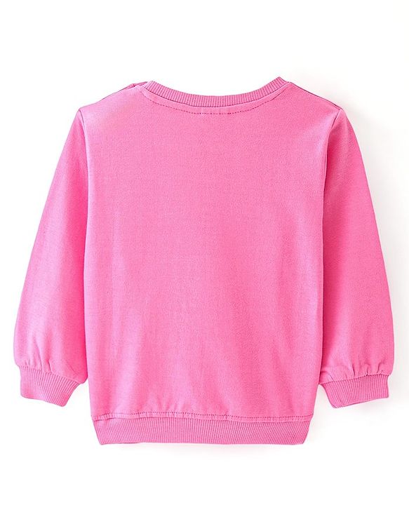 Babyhug Cotton Knit Full Sleeves Sweatshirt With Floral Print - Pink