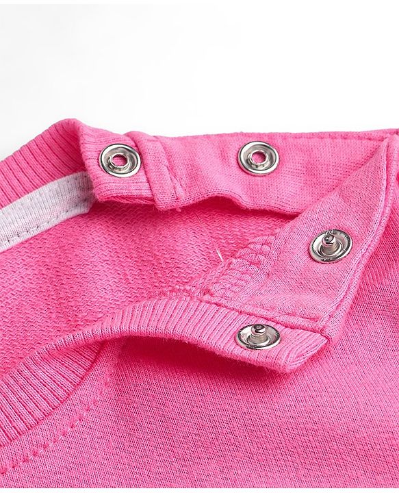 Babyhug Cotton Knit Full Sleeves Sweatshirt With Floral Print - Pink