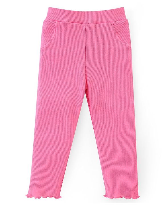 Babyhug Cotton Knit Full Sleeves Top & Lounge Pants Set With Floral Print - Cream & Pink