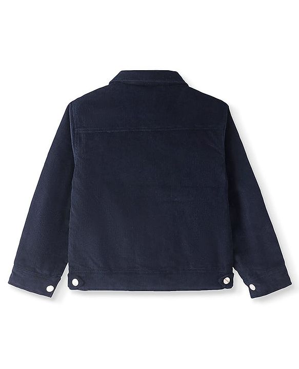 Pine Kids Cotton Woven Full Sleeves   Corduroy Jacket - Navy Blue