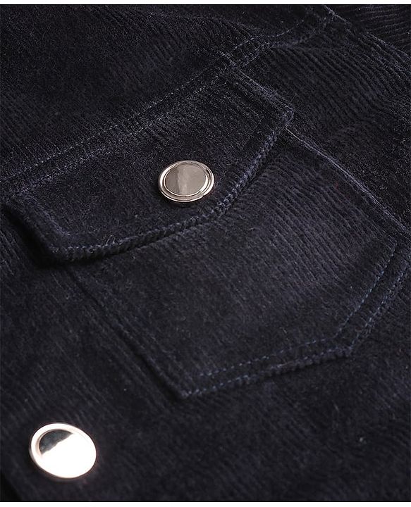 Pine Kids Cotton Woven Full Sleeves   Corduroy Jacket - Navy Blue