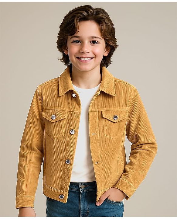 Pine Kids  Cotton Woven Full Sleeves    Jacket - Mustard