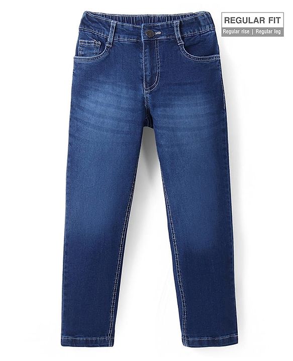Pine Kids Woven Full Length Solid Jeans - Navy Blue