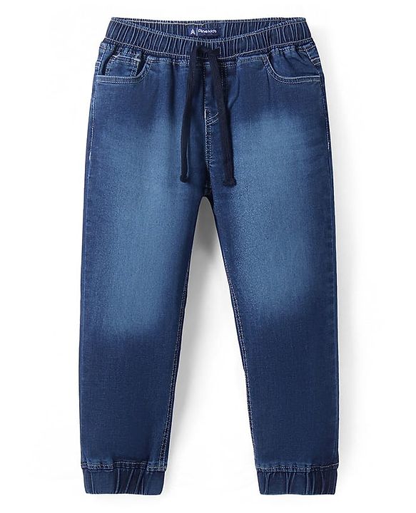 Pine Kids Woven Full Length Solid Denim Jeans - Navy Blue