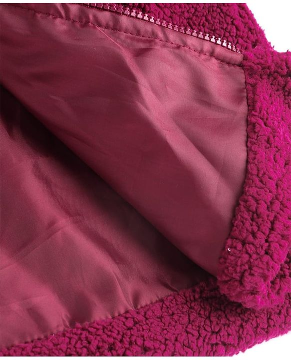 Pine Kids Woven Full Sleeves Collar Neck Front Open Solid Colour Winter Jacket - Burgundy