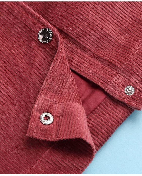 Pine Kids Cotton Woven Full Sleeves  Jacket with Fur Detailing - Dark Red