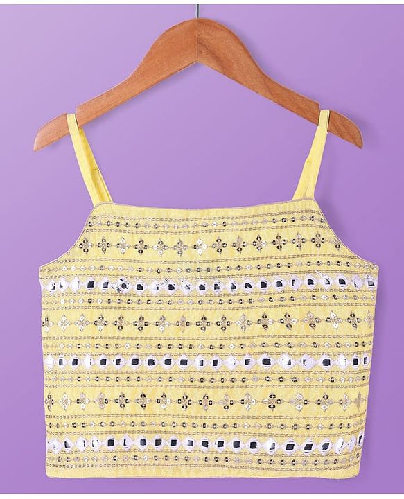 Pine Kids Woven Sequinned Sleeveless Top & Palazzo Set with Shrug-  Light Yellow