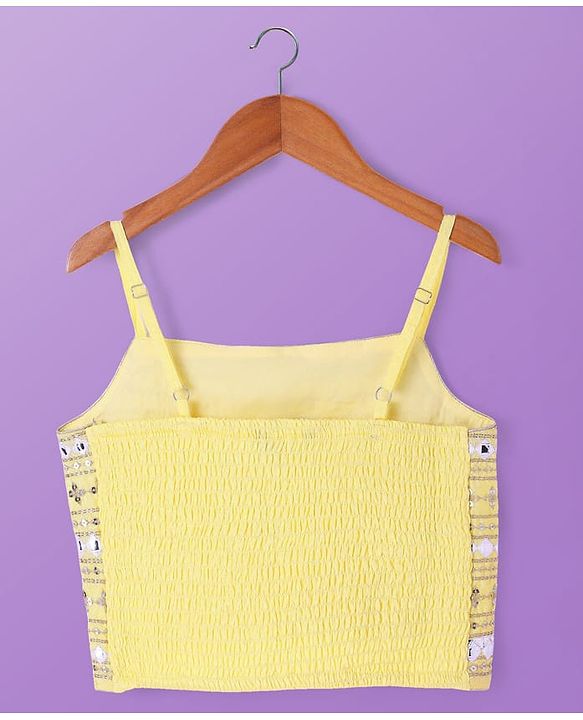 Pine Kids Woven Sequinned Sleeveless Top & Palazzo Set with Shrug-  Light Yellow