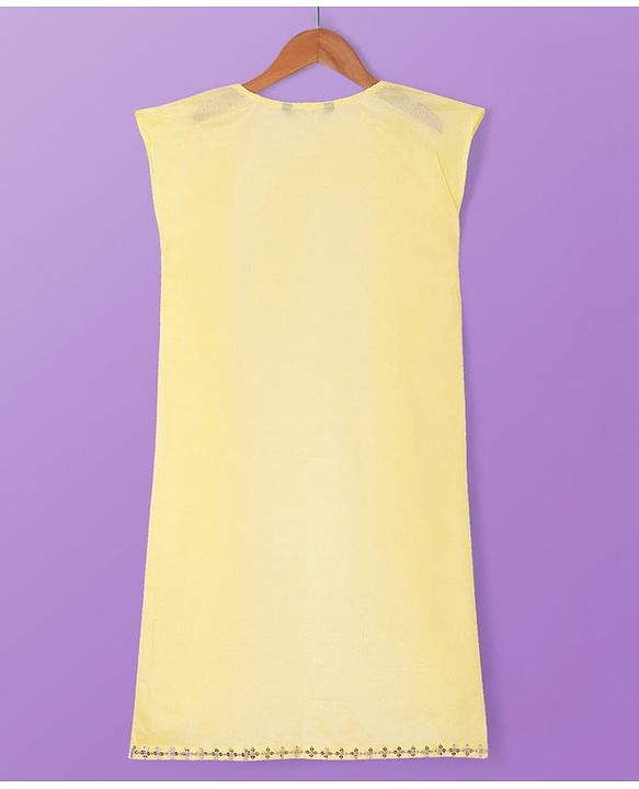 Pine Kids Woven Sequinned Sleeveless Top & Palazzo Set with Shrug-  Light Yellow