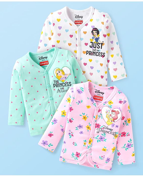 Babyhug Disney Interlock Knit Half Sleeves Front Open Jhablas With Chip & Dale Graphics Pack Of 3 - Green Navy Blue & Pink main image 1