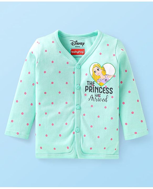 Babyhug Disney Interlock Knit Full Sleeves Jhablas with Disney Princess Graphics Pack of 3 - White Pink & Sea Green
