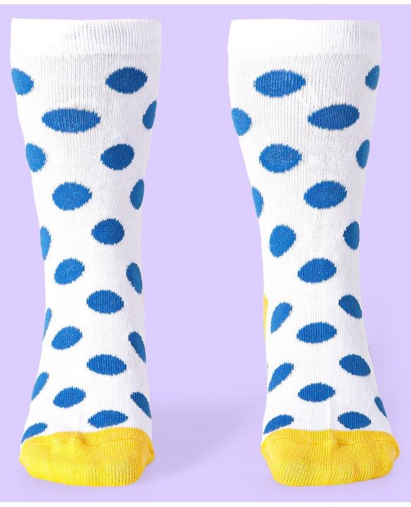 Cute Walk by Babyhug Knit Antibacterial Ankle Length Socks With Polka Dot & Unicorn Print Pack of 3 - White Blue & Grey