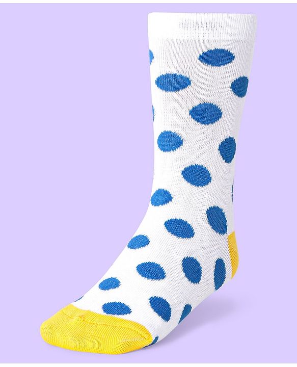 Cute Walk by Babyhug Knit Antibacterial Ankle Length Socks With Polka Dot & Unicorn Print Pack of 3 - White Blue & Grey