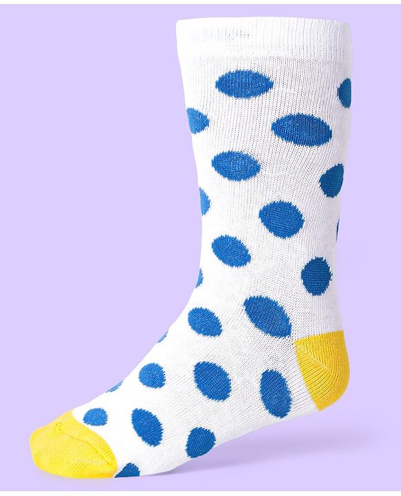 Cute Walk by Babyhug Knit Antibacterial Ankle Length Socks With Polka Dot & Unicorn Print Pack of 3 - White Blue & Grey