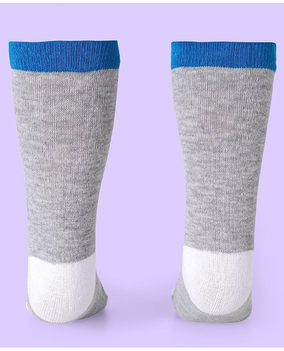Cute Walk by Babyhug Knit Antibacterial Ankle Length Socks With Polka Dot & Unicorn Print Pack of 3 - White Blue & Grey