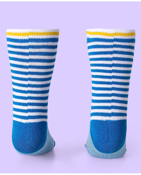 Cute Walk by Babyhug Knit Antibacterial Ankle Length Socks With Polka Dot & Unicorn Print Pack of 3 - White Blue & Grey