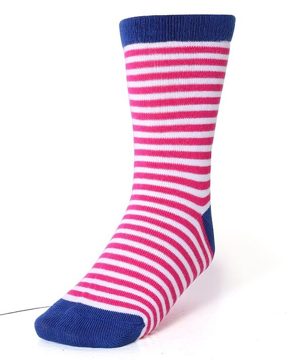 Cute Walk by Babyhug Cotton Lycra Knit Anti-bacterial Socks Stripes & Rainbow Design Pack of 3 - Pink & Blue