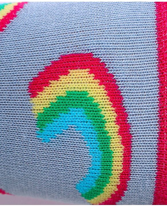 Cute Walk by Babyhug Cotton Lycra Knit Anti-bacterial Socks Stripes & Rainbow Design Pack of 3 - Pink & Blue
