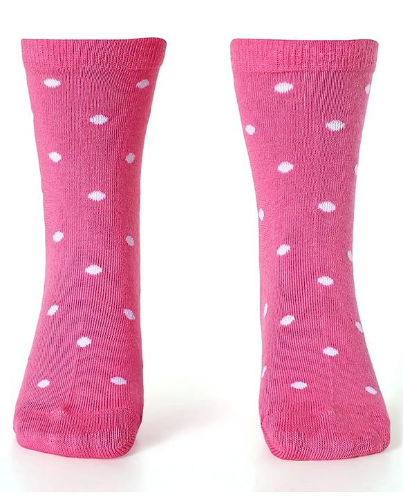 Cute Walk by Babyhug Ankle Length Socks With Floral & Polka Dot Design Pack of 3 - Dark Pink Blue & Pink