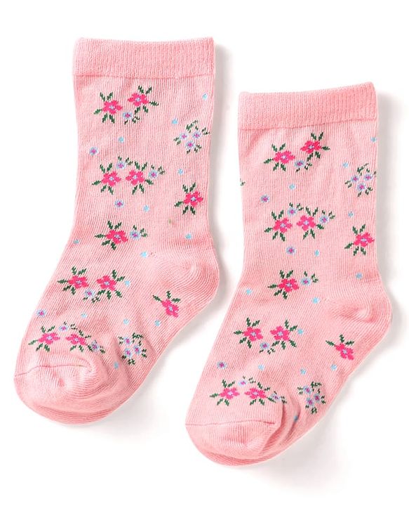 Cute Walk by Babyhug Ankle Length Socks With Floral & Polka Dot Design Pack of 3 - Dark Pink Blue & Pink