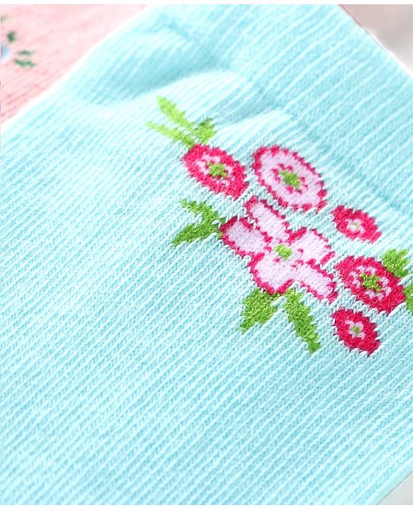 Cute Walk by Babyhug Ankle Length Socks With Floral & Polka Dot Design Pack of 3 - Dark Pink Blue & Pink