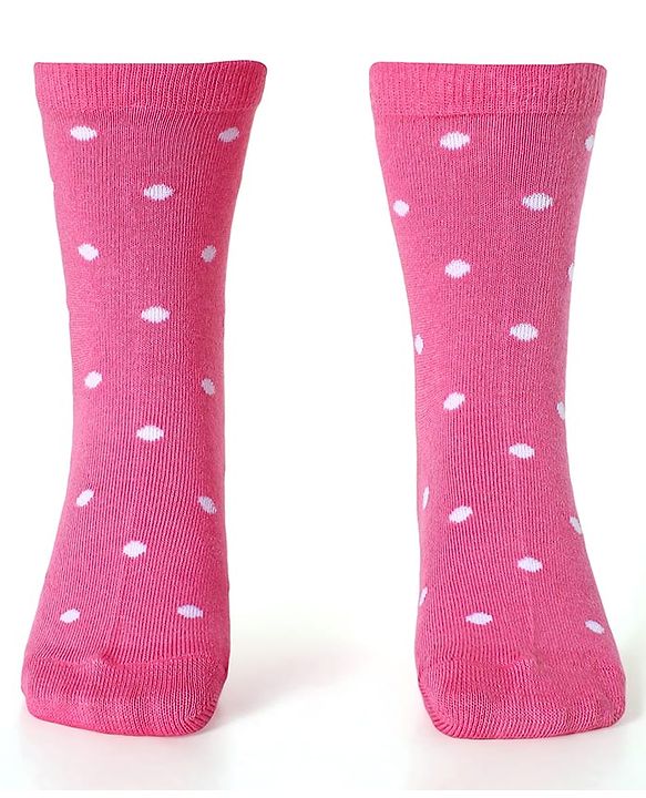 Cute Walk by Babyhug Ankle Length Socks With Floral & Polka Dot Design Pack of 3 - Dark Pink Blue & Pink