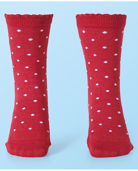 Cute Walk by Babyhug Cotton Lycra Knit Anti-bacterial Socks Polka Dots & Strawberry Design Pack of 3 - Pink White & Red